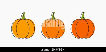 Kürbisse Herbst Ikonen gesetzt. Vektorgrafik. Stock Vektor