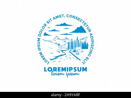 Camping am Fluss flache Illustration Design Stock Vektor