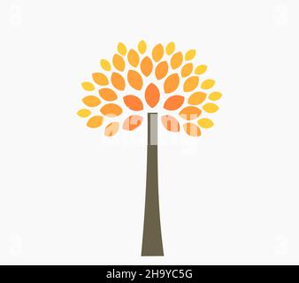 Herbstbaum mit orangefarbenen Blättern. Vektorgrafik. Stock Vektor