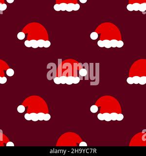 Weihnachtsmann Hüte nahtlose Weihnachten Muster. Vektorgrafik. Stock Vektor