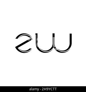 ZW-Logo-Monogramm mit abgerundeter moderner Design-Vorlage auf weißem Hintergrund isoliert Stock Vektor