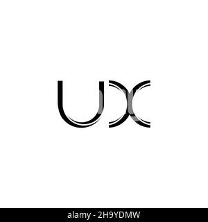 UX Logo-Monogramm mit abgerundeter moderner Design-Vorlage auf weißem Hintergrund isoliert Stock Vektor