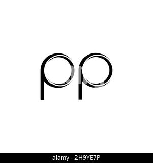 PP-Logo-Monogramm mit abgerundeter moderner Design-Vorlage auf weißem Hintergrund isoliert Stock Vektor