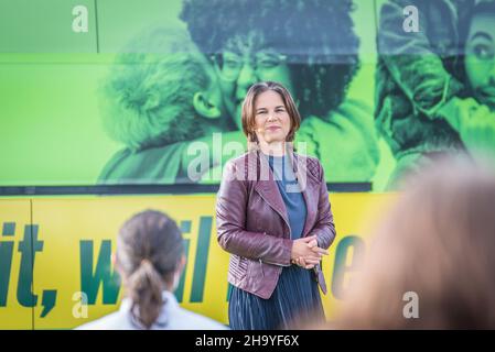 Regensburg, Bayern, Deutschland, 18. August 2021, Wahlkampfauftritt von Annalena Baerbock von der deutschen Partei Buendnis 90 - die Grünen in Regensburg Stockfoto