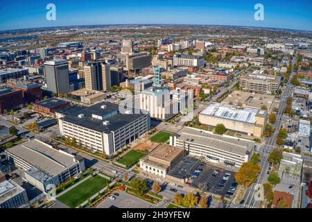 Luftaufnahme von Lincoln in Nebraska im Herbst Stockfoto