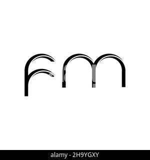 FM-Logo-Monogramm mit abgerundeter, moderner Design-Vorlage auf weißem Hintergrund isoliert Stock Vektor