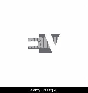 EV-Logo-Monogramm mit negativem Raum Stil Design-Vorlage isoliert auf weißem Hintergrund Stock Vektor