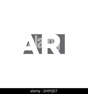 AR-Logo-Monogramm mit negativer Designvorlage im Raummstil, isoliert auf weißem Hintergrund Stock Vektor