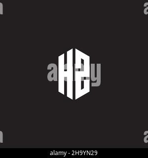 HZ Logo-Monogramm mit sechseckiger Designvorlage isoliert auf schwarzem Hintergrund Stock Vektor