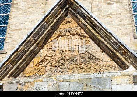 Esbjerg: kathedrale, Katzenkopfportal aus dem späten 12th. Jahrhundert, in Ribe, Jylland, Jütland, Dänemark Stockfoto