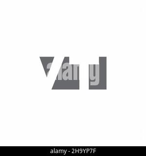 VT-Logo-Monogramm mit negativem Raum-Design-Vorlage isoliert auf weißem Hintergrund Stock Vektor