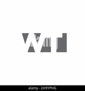 WT Logo-Monogramm mit negativem Raum Stil Design-Vorlage isoliert auf weißem Hintergrund Stock Vektor