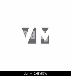 VM-Logo-Monogramm mit Designvorlage im Stil eines negativen Raums auf weißem Hintergrund isoliert Stock Vektor