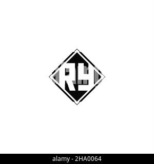 Monogram-Logo-Design mit quadratischer Rautenform isoliert auf schwarzem Hintergrund und weißem Hintergrund Stock Vektor
