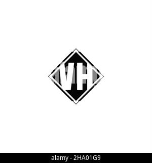 Monogram-Logo-Design mit quadratischer Rautenform isoliert auf schwarzem Hintergrund und weißem Hintergrund Stock Vektor