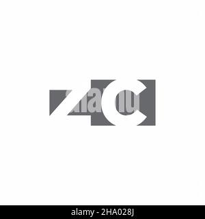 ZC-Logo-Monogramm mit negativem Raum Stil Design-Vorlage isoliert auf weißem Hintergrund Stock Vektor