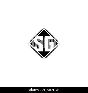 Monogram-Logo-Design mit quadratischer Rautenform isoliert auf schwarzem Hintergrund und weißem Hintergrund Stock Vektor