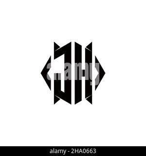 JH Logo Monogramm mit Schild Form Designs Vorlage Vektor-Symbol modern Stock Vektor