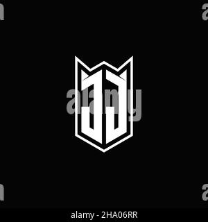 JJ Logo Monogramm mit Schild Form Designs Vorlage Vektor-Symbol modern Stock Vektor
