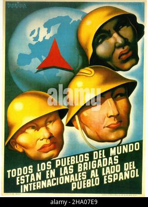 Todos Los Pueblos Del Mundo - Spanischer Bürgerkrieg (Guerra Civil Española) Propagandaposter Stockfoto