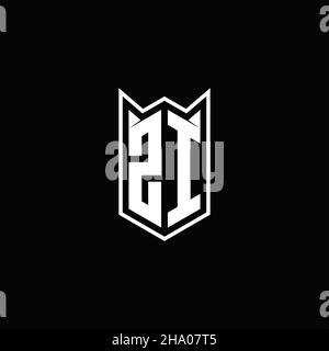 ZI Logo Monogramm mit Schild Form Designs Vorlage Vektor-Symbol modern Stock Vektor