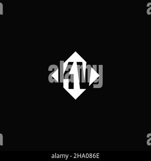 Monogram Logo Design mit quadratischer Rautenform isoliert auf schwarzem Hintergrund Stock Vektor