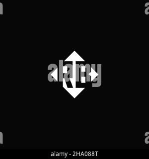 Monogram Logo Design mit quadratischer Rautenform isoliert auf schwarzem Hintergrund Stock Vektor