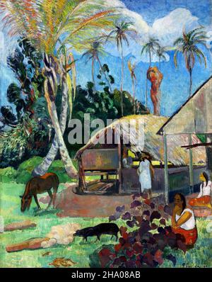 Die schwarzen Schweine von Paul Gauguin (1848-1903), Öl auf Leinwand, 1891 Stockfoto