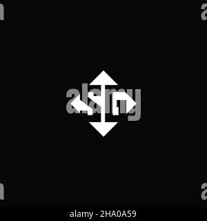 Monogram Logo Design mit quadratischer Rautenform isoliert auf schwarzem Hintergrund Stock Vektor
