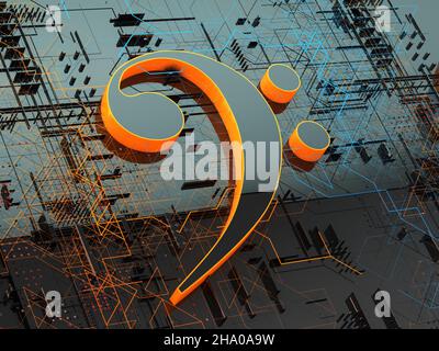 Musik-Konzept abstrakt background.Clef key.Technology und trendy music.3D Illustration.Sound Engineering und Musik-Design zu schaffen Stockfoto