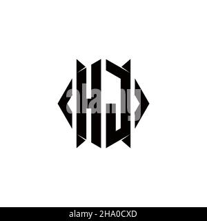 HJ Logo Monogramm mit Schild Form Designs Vorlage Vektor-Symbol modern Stock Vektor