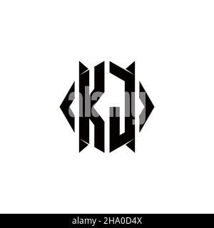 KJ Logo Monogramm mit Schild Form Designs Vorlage Vektor-Symbol modern Stock Vektor