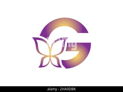 Dies ist ein kreativer Buchstabe G hinzufügen Schmetterling Symbol Design Stock Vektor