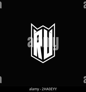 RU Logo Monogramm mit Schild Form Designs Vorlage Vektor-Symbol modern Stock Vektor