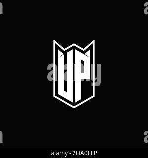 UP Logo Monogramm mit Schild Form Designs Vorlage Vektor-Symbol modern Stock Vektor