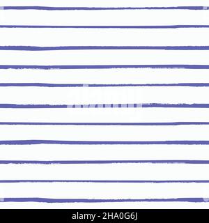 Malerisch periwinkle violett Farbe gestreift Vektor nahtlose Muster.Grunge Pinsel Strich Streifen Hand gemalt Duoton-Design. Minimalistische Horizontale Stock Vektor