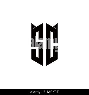 SC Logo Monogramm mit Schild Form Designs Vorlage Vektor-Symbol modern Stock Vektor