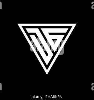 DG Logo Monogramm mit tirangle Form isoliert auf schwarzem Hintergrund geometrische Vektor-Symbol Stock Vektor