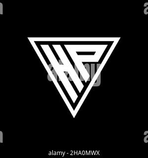 HP-Logo-Monogramm mit aufgemotzter Form isoliert auf schwarzem Hintergrund geometrisches Vektorsymbol Stock Vektor