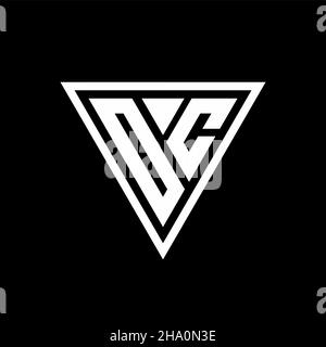 OC Logo Monogramm mit tirangle Form isoliert auf schwarzem Hintergrund geometrische Vektor-Symbol Stock Vektor