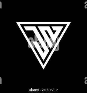 JN Logo Monogramm mit tirangle Form isoliert auf schwarzem Hintergrund geometrische Vektor-Symbol Stock Vektor