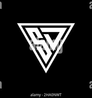 SD-Logo-Monogramm mit tirangle Form isoliert auf schwarzem Hintergrund geometrische Vektor-Symbol Stock Vektor