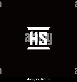 HS-Logo Initial Letter Monogramm mit Säule Form Design-Vorlage in schwarzem Hintergrund isoliert Stock Vektor