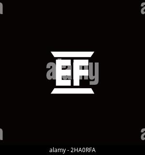 EF-Logo Initial Letter Monogram mit säulenförmiger Designvorlage isoliert auf schwarzem Hintergrund Stock Vektor