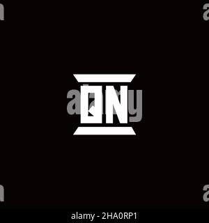 QN-Logo Initial Letter Monogramm mit Säule Form Design-Vorlage isoliert auf schwarzem Hintergrund Stock Vektor