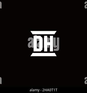 Dh-Logo Initial Letter Monogram mit Säule Form Design-Vorlage in schwarzem Hintergrund isoliert Stock Vektor