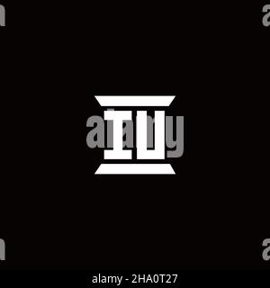 IU-Logo Initial Letter Monogramm mit Säule Form Design-Vorlage isoliert auf schwarzem Hintergrund Stock Vektor