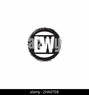 CW Logo Initial Letter Monogram mit abstrakter kreisförmiger Designvorlage isoliert auf weißem Hintergrund Stock Vektor