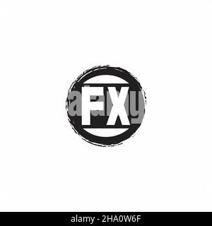 FX Logo Initial Letter Monogram mit abstrakter kreisförmiger Designvorlage isoliert auf weißem Hintergrund Stock Vektor