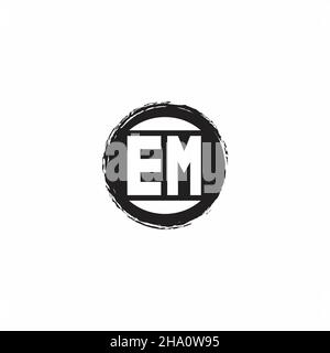EM Logo Initial Letter Monogram mit abstrakter kreisförmiger Designvorlage isoliert auf weißem Hintergrund Stock Vektor